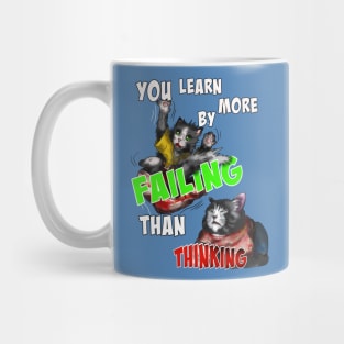 wise cat falling fail Mug